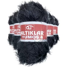 5 Adet Yumoş Sakallı El Örgü Ipi Yünü Siyah