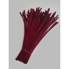 hyc heryerçiçeklenir 100 Adet Bordo Şönil, Çiçek Yapımına Uygun Tüylü Tel, 30 cm 6mm