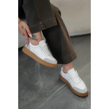 Nehir Ayakkabı Monar Kadın Bağcıklı Hakiki Deri Sneakers Beyaz