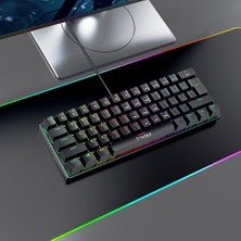 T-Wolf T61 Mekanik Gaming Klavye 63 Tuş Rgb Aydınlatmalı Ingilizce Q Kablolu Oyuncu Klavyesi