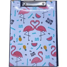 Elit Flamingo Desenli Kapaklı Sekreterlik Beyaz
