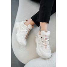 Trow Kadın Bağcıklı Kalın Tabanlı Sneakers Beyaz
