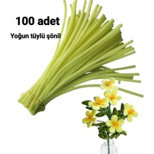 hyc heryerçiçeklenir 100 Adet Açık Sarı Şönil, Çiçek Yapımına Uygun Tüylü Tel, 30 cm 6 mm