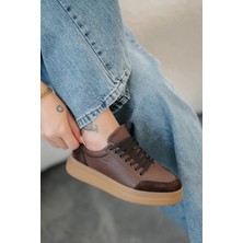 Nehir Ayakkabı Monar Kadın Bağcıklı Hakiki Deri Sneakers Kahverengi