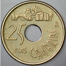 Banknoting Ispanya 25 Peseta 1994 Hatıra-Kanarya Adaları Temalı.