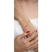 Papatya Silver 925 Ayar Gümüş Kişiye Özel Doğum Taşlı Minimal Bileklik.rose.gold.rodaj Renk Seçeneği