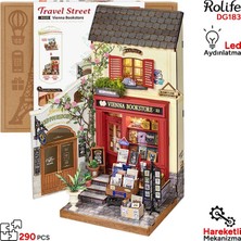 Rolife DG183 Vienna Bookstore Kitap Köşesi Book Nook Dıy Minyatür Maket Model Seti Mini Dollhouse 3D Model Kit Detaylı Dekoratif Hobi Seti 3D Puzzle Tiny House