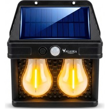 farissu Hw 779-2 Solar Hareket Sensörlü Dış Mekan Bahçe Lambası - 2 LED Retro Filamanlı Duvar Apliği