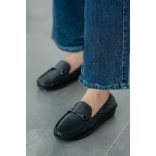 Moda Arena Alfi Kadın Ortopedik Taban Loafer Ayakkabı Siyah