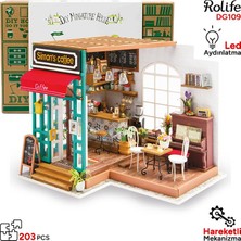 Rolife DG109 Simon'ın Kahve Dükkanı (Simon's Coffee)Dıy Minyatür Maket Model Set Miniature Dollhouse 3D Model Kit Detaylı Dekoratif Hobi Seti 3D Puzzle Tiny House