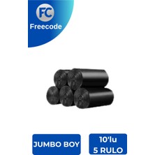 Freecode Standart Jumbo Boy Çöp Torbası 80X110 cm 10'lu 5 Rulo Siyah