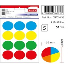 Jokey Kırtasiye Mıx Color Ofis Işaretleme Nokta Etiketi 32MM 4-Renk 5.yaprak (60 Etiket)
