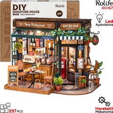 Rolife DG167 Içkili Restoran (Tipsy Restaurant) Dıy Minyatür Maket Model Seti Mini Dollhouse 3D Model Kit Detaylı Dekoratif Hobi Seti 3D Puzzle Tiny House