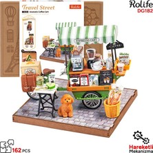 Rolife DG182 Kahve Arabası (Aromatic coffee) Dıy Minyatür Maket Model Seti Ahşap 3D Wooden Puzzle 3D Model Kit Detaylı Dekoratif Hobi Seti Ahşap Maket