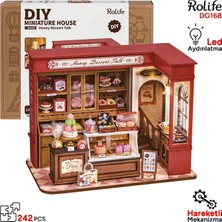 Rolife DG168 Tatlı Dükkanı (Honey Dessert Talk) Dıy Minyatür Maket Model Seti Mini Dollhouse 3D Model Kit Detaylı Dekoratif Hobi Seti 3D Puzzle Tiny House