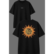 Vsrn Lo Bueon Tasarım Ön Arka Baskılı Siyah Oversize T Shirt