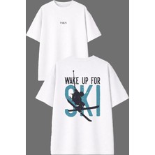 Vsrn Skeabord Tasarım Ön Arka Baskılı Beyaz Oversize T Shirt