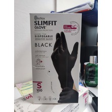 Reflex Slimfit Glove Siyah Pudrasız Muayene Eldiveni 100 Adet