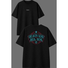 Vsrn Rockçı Tasarım Ön Arka Baskılı Siyah Oversize T Shirt
