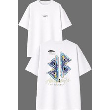 Vsrn Bb Çizim Tasarım Ön Arka Baskılı Beyaz Oversize T Shirt