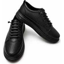 Yalçın Erkek Siyah Sneaker Lastikli Bağcıklı Günlük Spor Ayakkabı