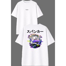 Vsrn Japanistan Tasarım Ön Arka Baskılı Beyaz Oversize T Shirt