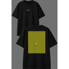 Vsrn Hipnoz Desenleri Tasarım Ön Arka Baskılı Siyah Oversize T Shirt