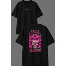 Vsrn Zombi Skull Tasarım Ön Arka Baskılı Siyah Oversize T Shirt