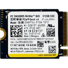 Wd SN5000S 512GB 5500/4000MB/S 22X30 M.2 Nvme SSD Pcıe GEN4X4 SDEPTSJ-512G-1012 (Kutusuz)