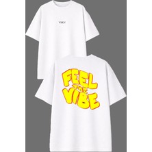 Vsrn Feel The Boy Tasarım Ön Arka Baskılı Beyaz Oversize T Shirt