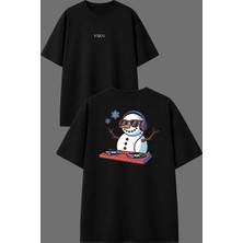 Vsrn Kardan Dj Tasarım Ön Arka Baskılı Siyah Oversize T Shirt