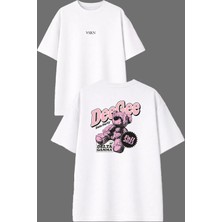 Vsrn Date Party Tasarım Ön Arka Baskılı Beyaz Oversize T Shirt
