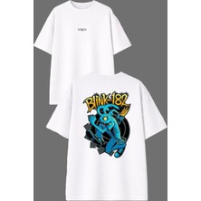 Vsrn Hırsız Tavşan Tasarım Ön Arka Baskılı Beyaz Oversize T Shirt