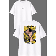 Vsrn Bad Boy Tasarım Ön Arka Baskılı Beyaz Oversize T Shirt