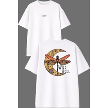 Vsrn Wıld Soul Tasarım Ön Arka Baskılı Beyaz Oversize T Shirt