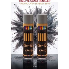 ArtMaster Gri Sprey Boya 200 ml 2 Adet Südor Hızlı Kuruyan Renkli Profesyonel Canlı Renk Ahşap Plastik Demir Metal Porselen Cam