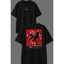 Vsrn Undeath Tasarım Ön Arka Baskılı Siyah Oversize T Shirt