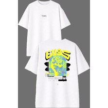 Vsrn Strong Strong Tasarım Ön Arka Baskılı Beyaz Oversize T Shirt