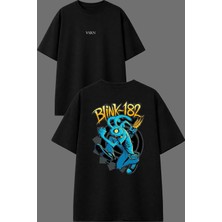 Vsrn Hırsız Tavşan Tasarım Ön Arka Baskılı Siyah Oversize T Shirt