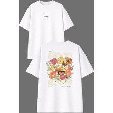 Vsrn Grove Tasarım Ön Arka Baskılı Beyaz Oversize T Shirt