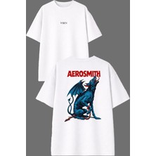 Vsrn Yarasa Dog Tasarım Ön Arka Baskılı Beyaz Oversize T Shirt
