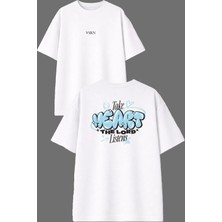Vsrn Take The Lod Tasarım Ön Arka Baskılı Beyaz Oversize T Shirt