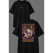 Vsrn Black Mmom Tasarım Ön Arka Baskılı Siyah Oversize T Shirt