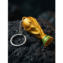 Flay 3D Dünya Kupası Temalı Altın Renk Anahtarlık Plastik Kupa Modeli - 2026 Fifa Dünya Kupası Anahtarlık