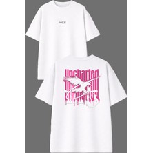 Vsrn Uncher Tasarım Ön Arka Baskılı Beyaz Oversize T Shirt