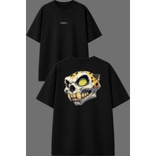 Vsrn Mutant Kaplan Tasarım Ön Arka Baskılı Siyah Oversize T Shirt