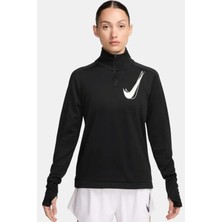 Nike Dri-Fit Swoosh Hz Mid Kadın Siyah Çeyrek Fermuar Antrenman Üstü