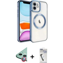 Marsilyan™- iPhone 11 Kılıf Nova Işık Özel Seri - Şeffaf Uv Polymer Nano Ekran Koruyucu + Kırmızı Raze Metal Kamera Lens