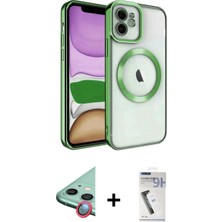 Marsilyan™- iPhone 11 Kılıf Nova Işık Özel Seri - Şeffaf Uv Polymer Nano Ekran Koruyucu + Kırmızı Raze Metal Kamera Lens