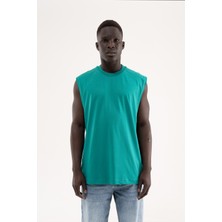 Machinist Erkek Oversize Bisiklet Yaka Basic Atlet Benetton Yeşili